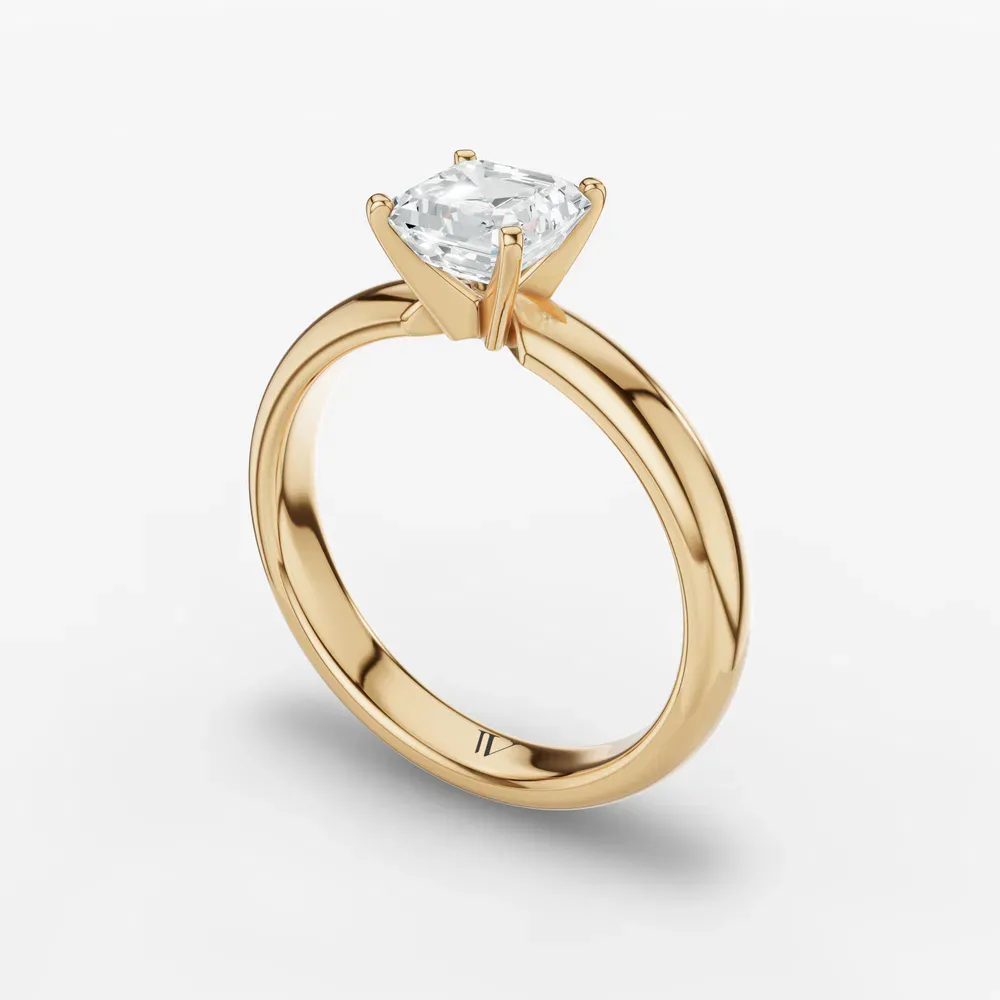 Certified 1 carat Lab Grown Diamond Asscher Cut Solitaire, Classic, Simple Engagement Ring in 14K Yellow Gold-Sorrq