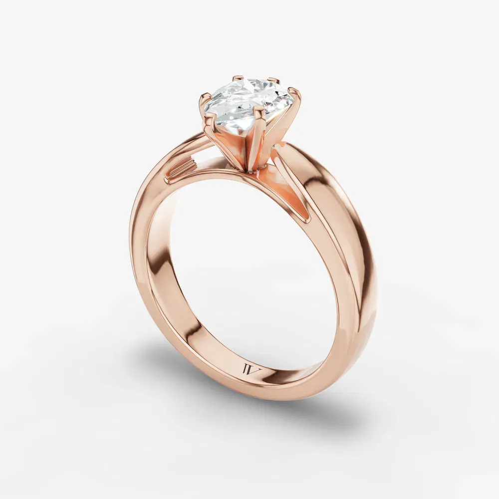 Certified 1 carat Lab Grown Diamond Pear Cut Solitaire, Cathedral Engagement Ring in 14K Rose Gold-Arlo