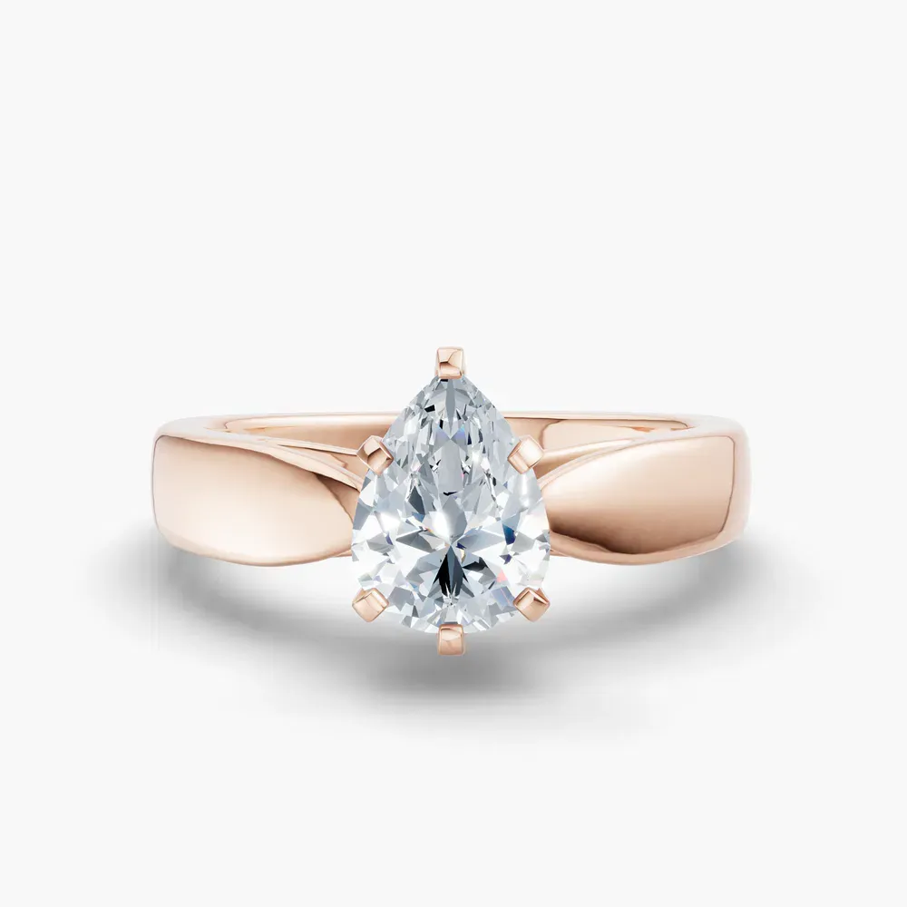 Certified 1 carat Lab Grown Diamond Pear Cut Solitaire, Cathedral Engagement Ring in 14K Rose Gold-Arlo