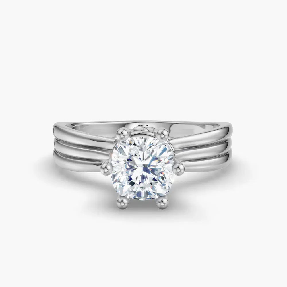 Certified 1 carat Lab Grown Diamond Cushion Cut Solitaire, Floating Engagement Ring in 14K White Gold-Celest