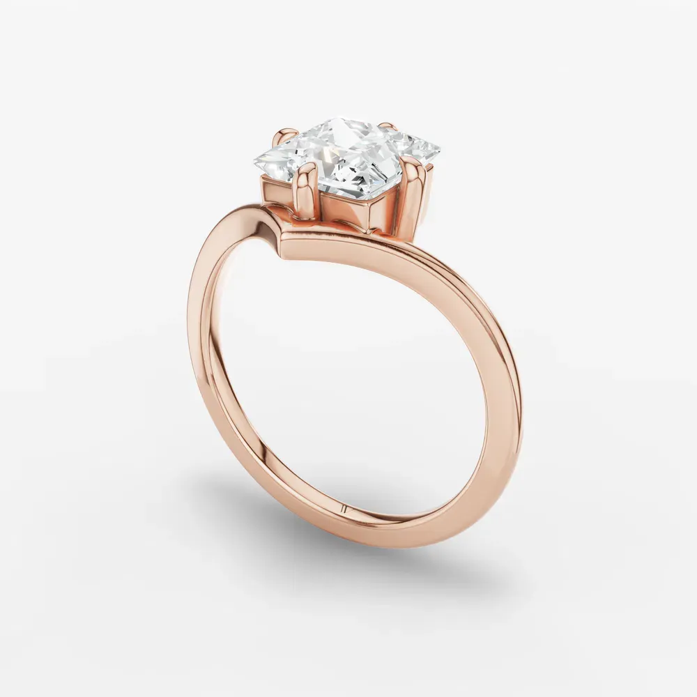 Certified 1 carat Lab Grown Diamond Princess Cut Solitaire, Floating Engagement Ring in 14K Rose Gold-Lira