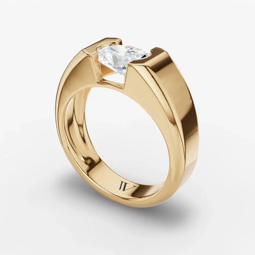 Certified 1 carat Lab Grown Diamond Oval Cut Men's Engagement Ring in 14K Yellow Gold-Raven
