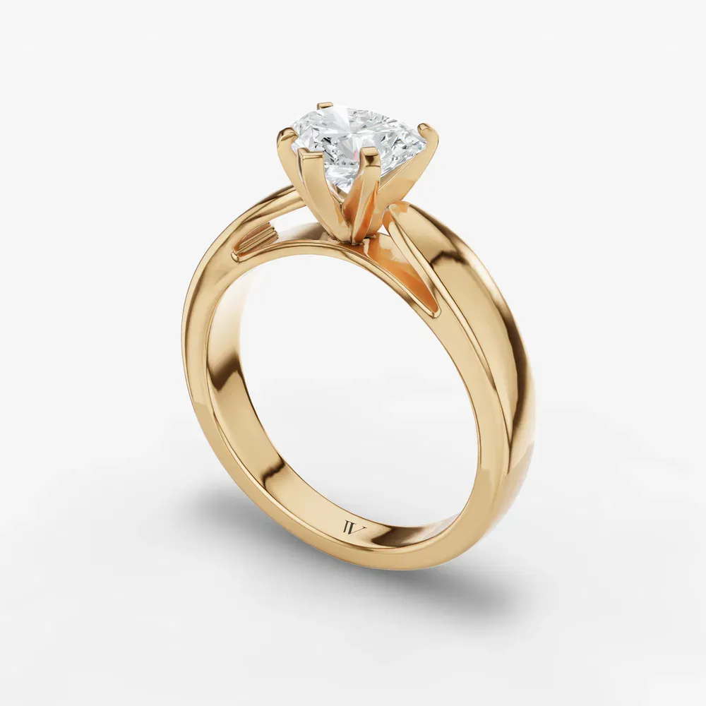 Certified 1 carat Lab Grown Diamond Heart Cut Solitaire, Cathedral Engagement Ring in 14K Yellow Gold-Arlo