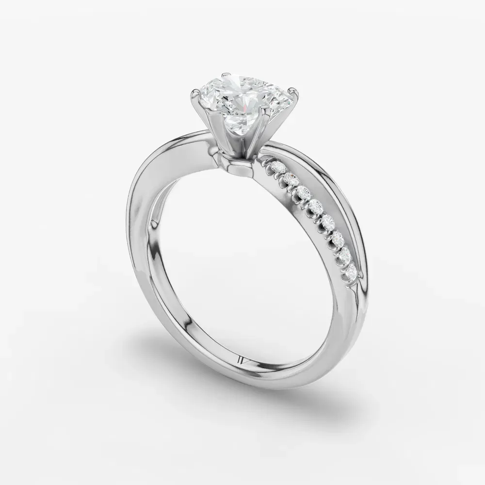 Certified 1 carat Lab Grown Diamond Heart Cut Pavé, Split Shank Engagement Ring in 14K White Gold-Polaris