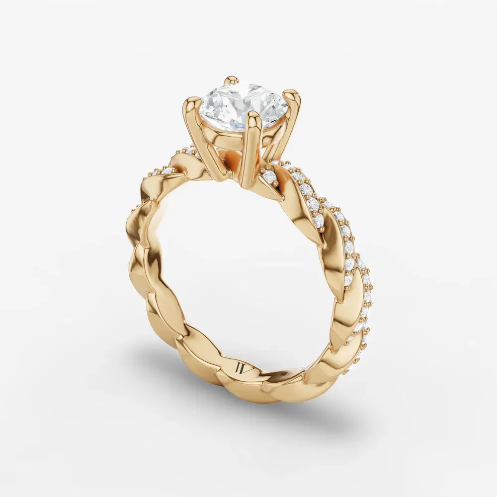Certified 1 carat Lab Grown Diamond Round Cut Twist, Pavé, Infinity Engagement Ring in 14K Yellow Gold-Vylem