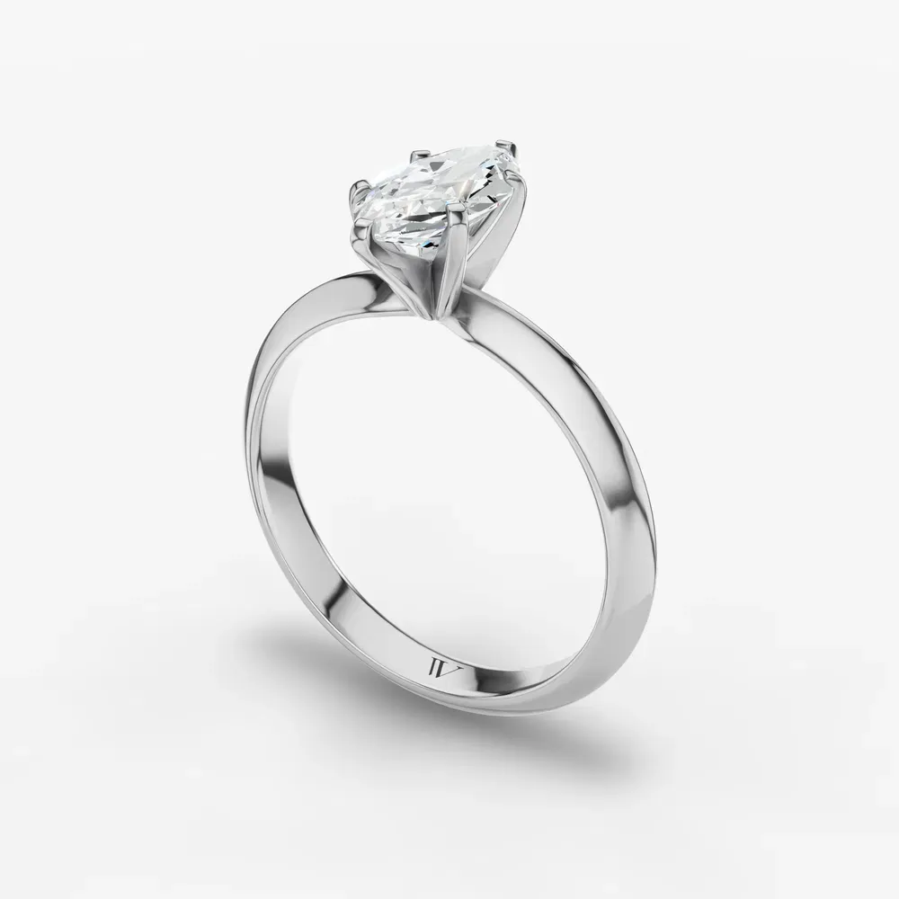 Certified 1 carat Lab Grown Diamond Marquise Cut Solitaire, Classic, Simple Engagement Ring in 14K White Gold-Aurori