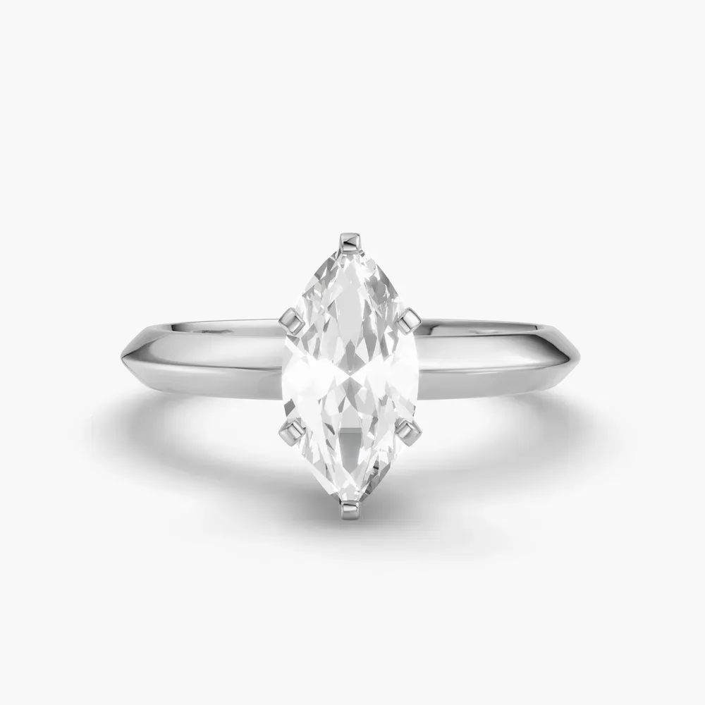 Certified 1 carat Lab Grown Diamond Marquise Cut Solitaire, Classic, Simple Engagement Ring in 14K White Gold-Aurori
