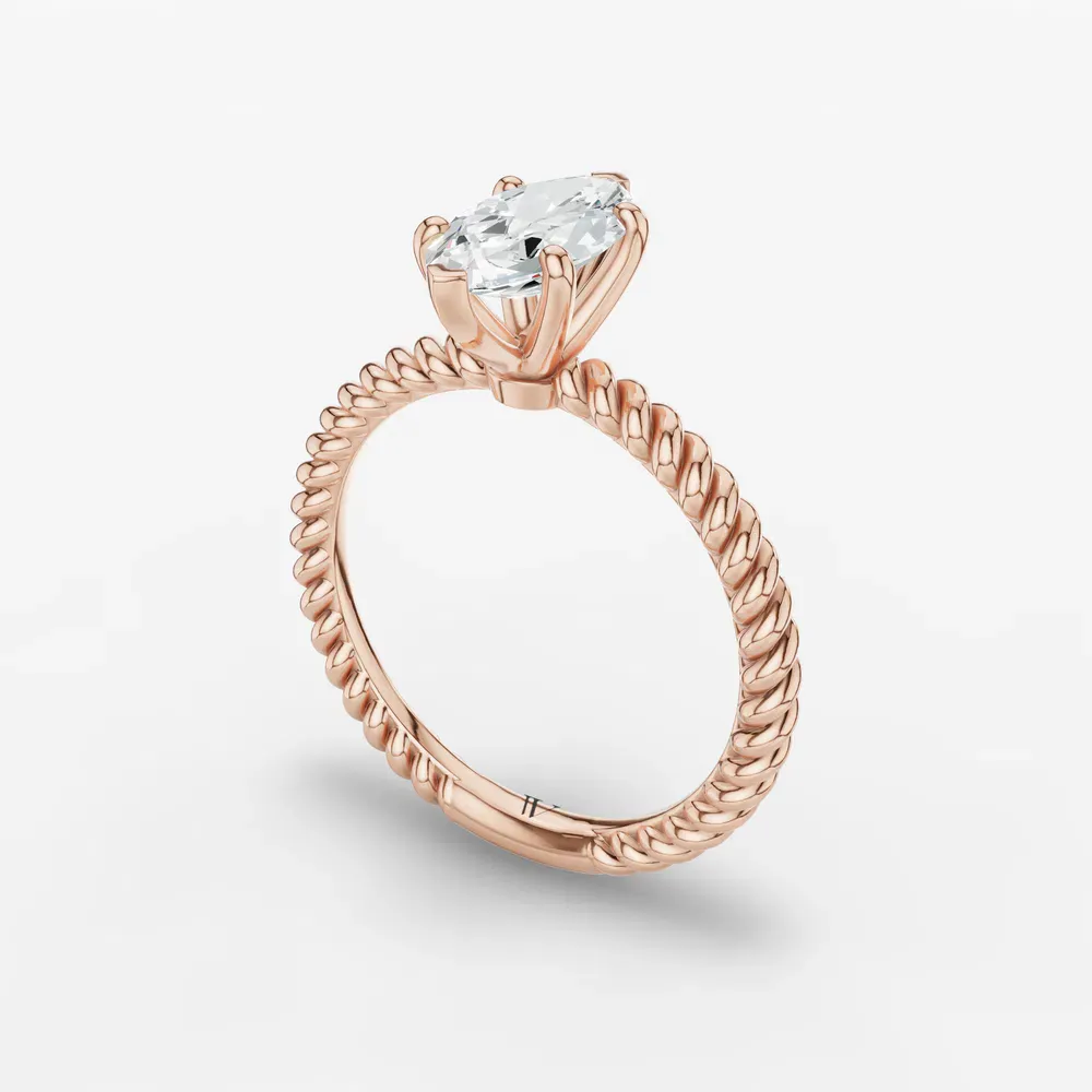 Certified 1 carat Lab Grown Diamond Marquise Cut Solitaire, Twist, Vintage Engagement Ring in 14K Rose Gold-Liray