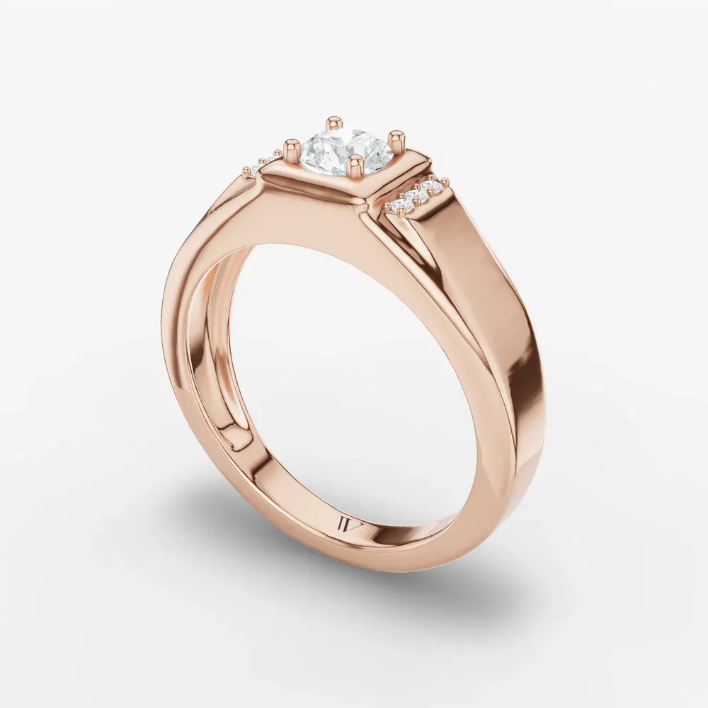 Certified 0.5 carat Lab Grown Diamond Round Cut Men's Engagement Ring in 14K Rose Gold-Zevtek