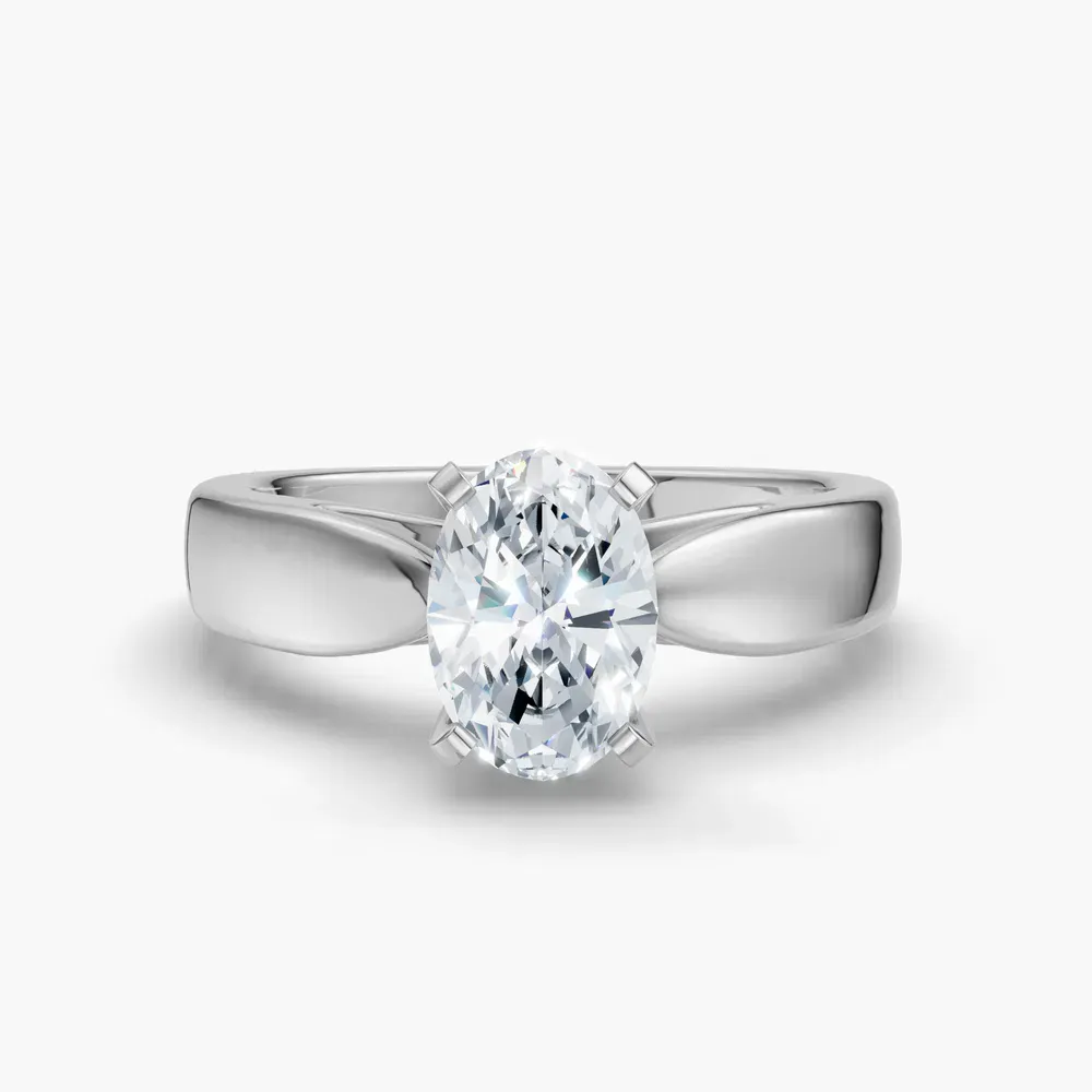 Certified 1 carat Lab Grown Diamond Oval Cut Solitaire, Cathedral Engagement Ring in Platinum-Arlo