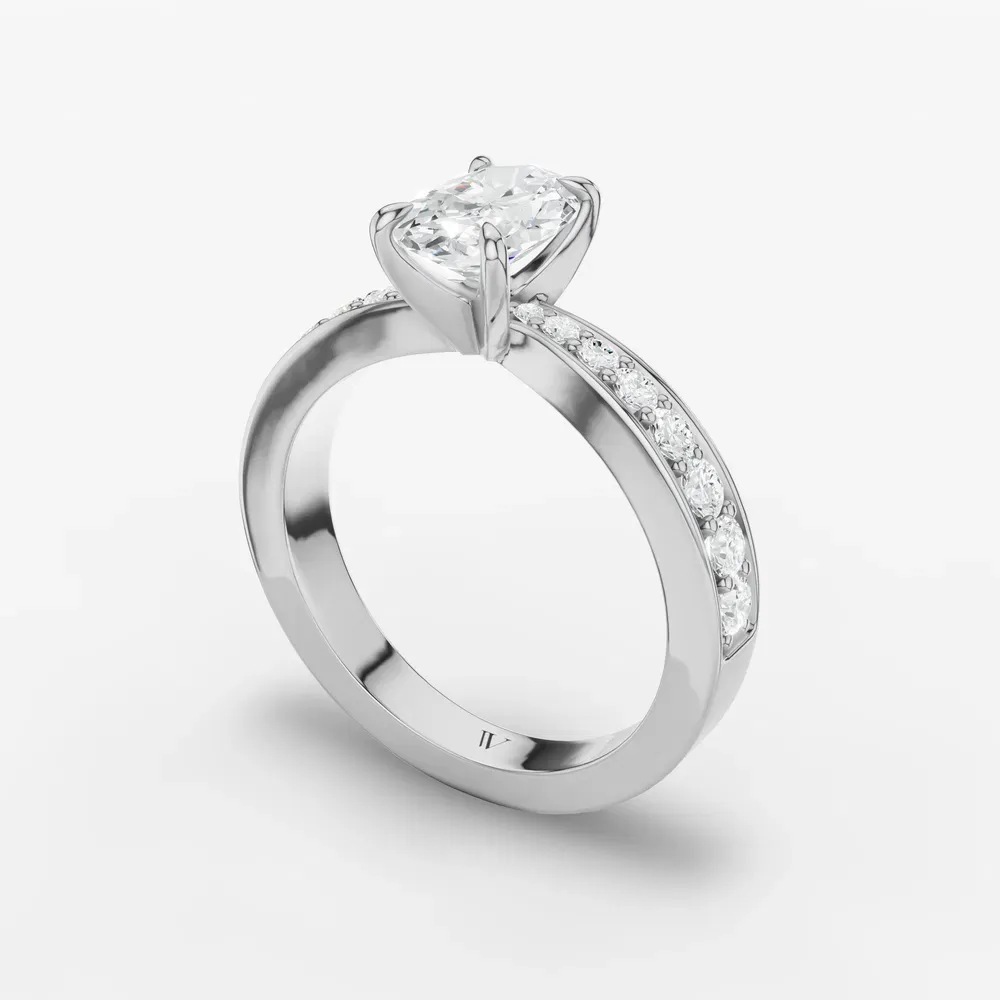Certified 1 carat Lab Grown Diamond Oval Cut Pavé, Channel Set, Classic Engagement Ring in Platinum-Kaelis
