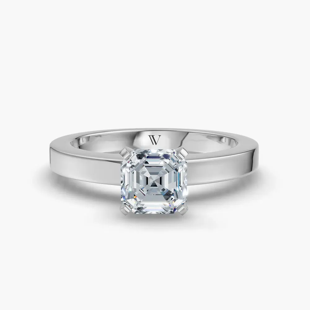 Certified 1 carat Lab Grown Diamond Asscher Cut Solitaire, Classic, Simple Engagement Ring in Platinum-Elun