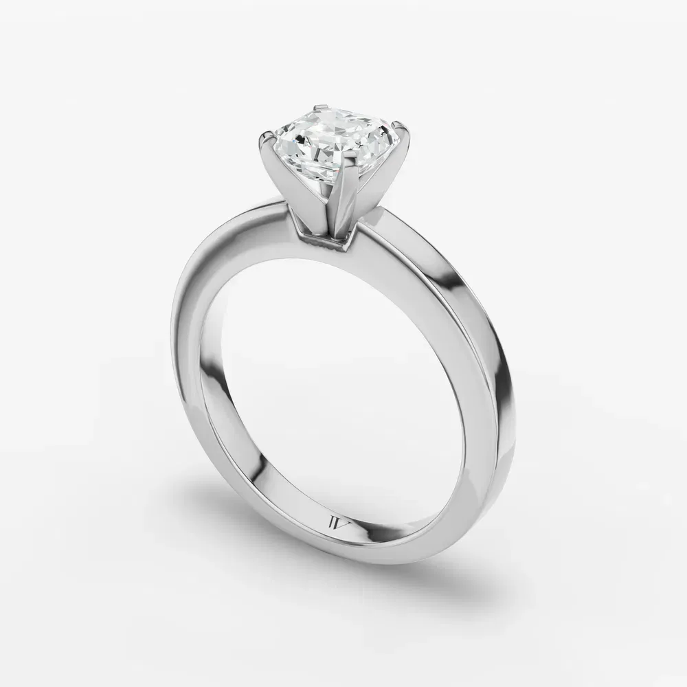 Certified 1 carat Lab Grown Diamond Asscher Cut Solitaire, Classic, Simple Engagement Ring in Platinum-Elun