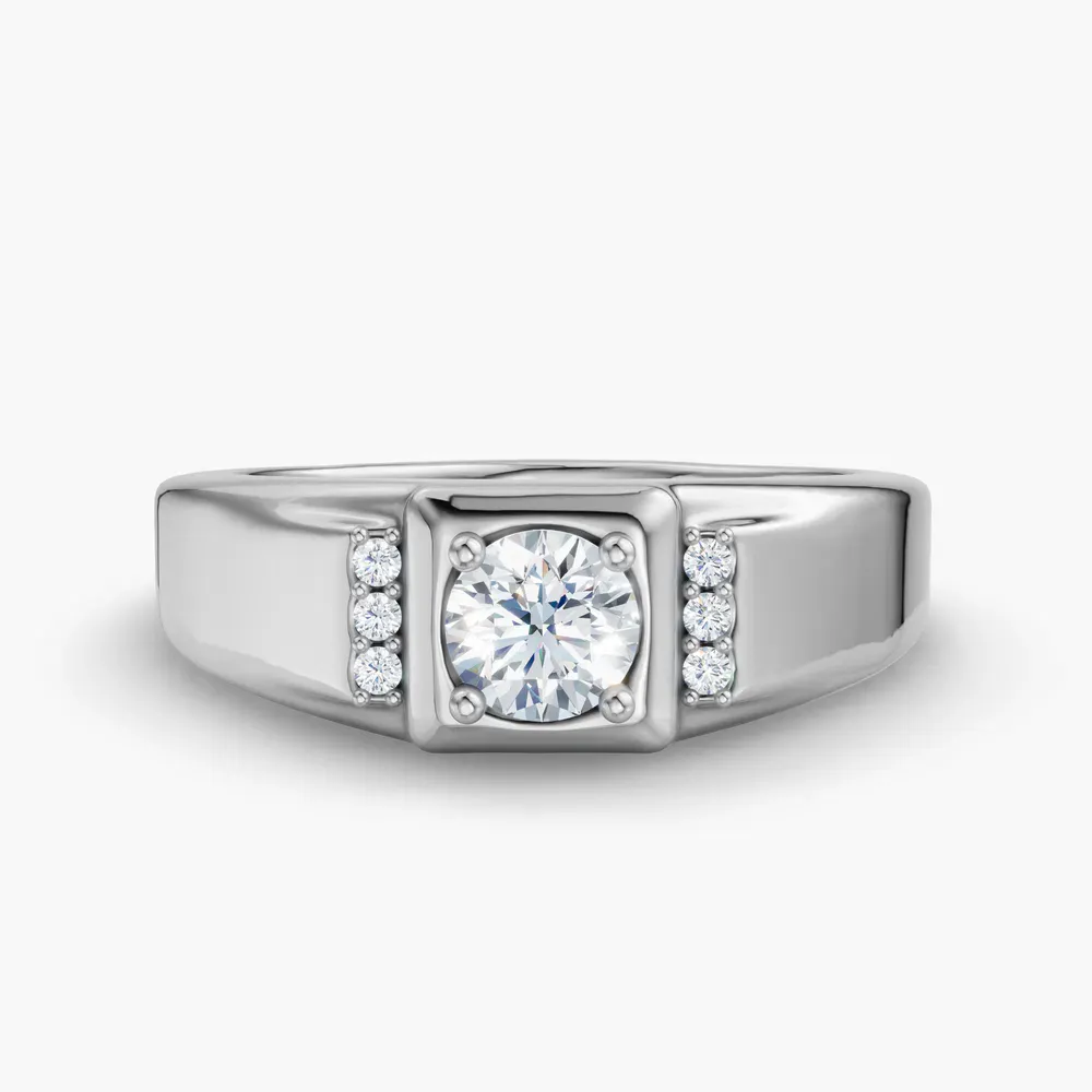 Certified 0.5 carat Lab Grown Diamond Round Cut Men's Engagement Ring in Platinum-Zevtek