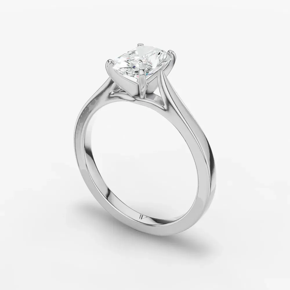 Certified 1 carat Lab Grown Diamond Radiant Cut Solitaire, Cathedral Engagement Ring in 14K White Gold-Saga
