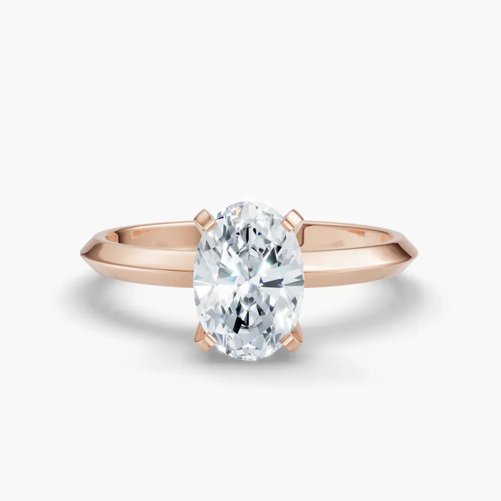 Certified 1 carat Lab Grown Diamond Oval Cut Solitaire, Classic, Simple Engagement Ring in 18K Rose Gold-Sylun