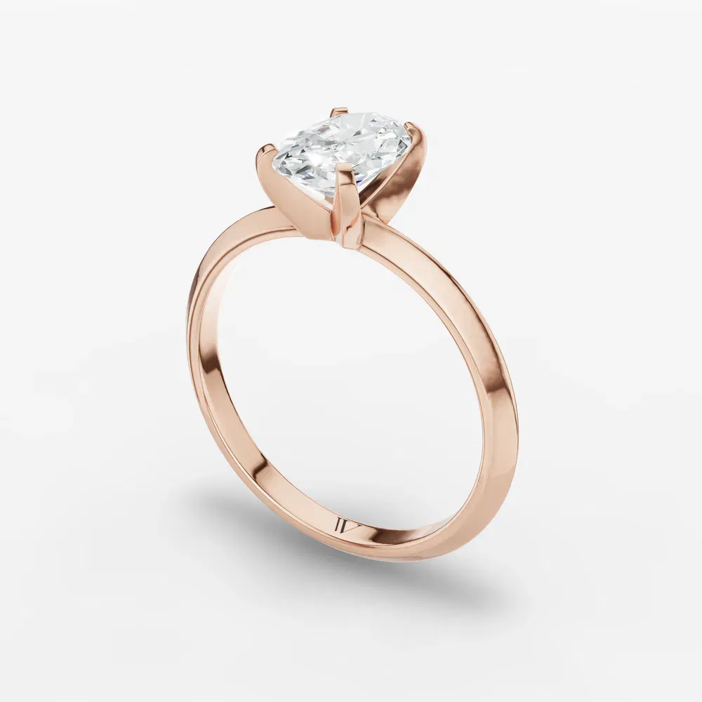 Certified 1 carat Lab Grown Diamond Oval Cut Solitaire, Classic, Simple Engagement Ring in 18K Rose Gold-Sylun