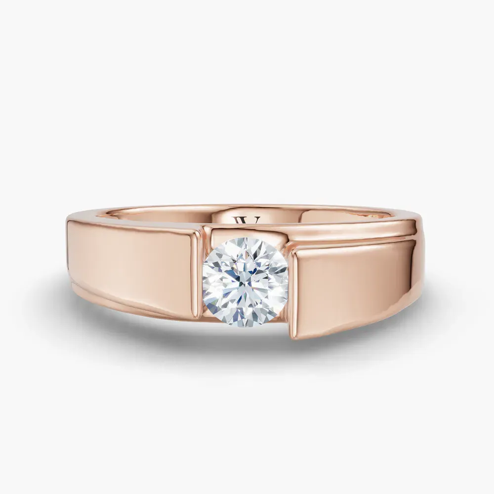 Certified 0.5 carat Lab Grown Diamond Round Cut Men's Engagement Ring in 14K Rose Gold-Silvyn
