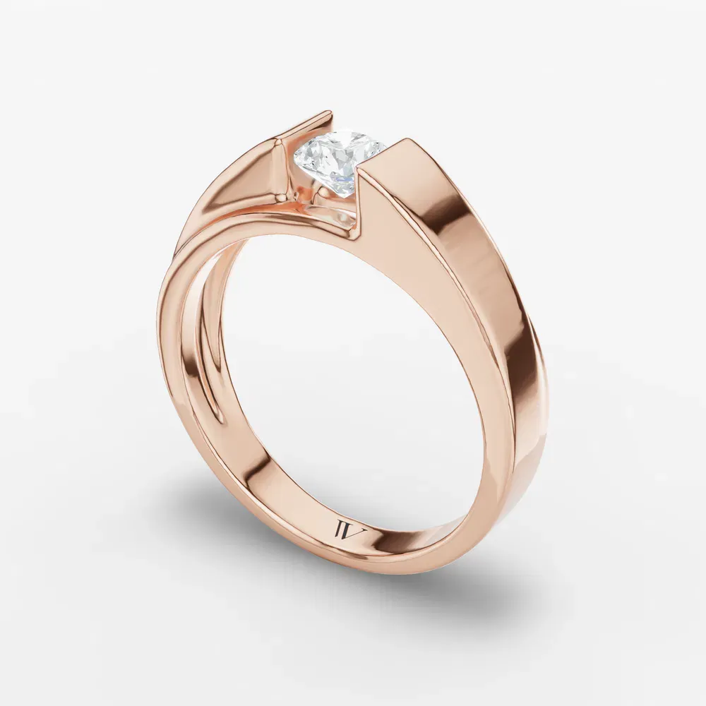 Certified 0.5 carat Lab Grown Diamond Round Cut Men's Engagement Ring in 14K Rose Gold-Silvyn