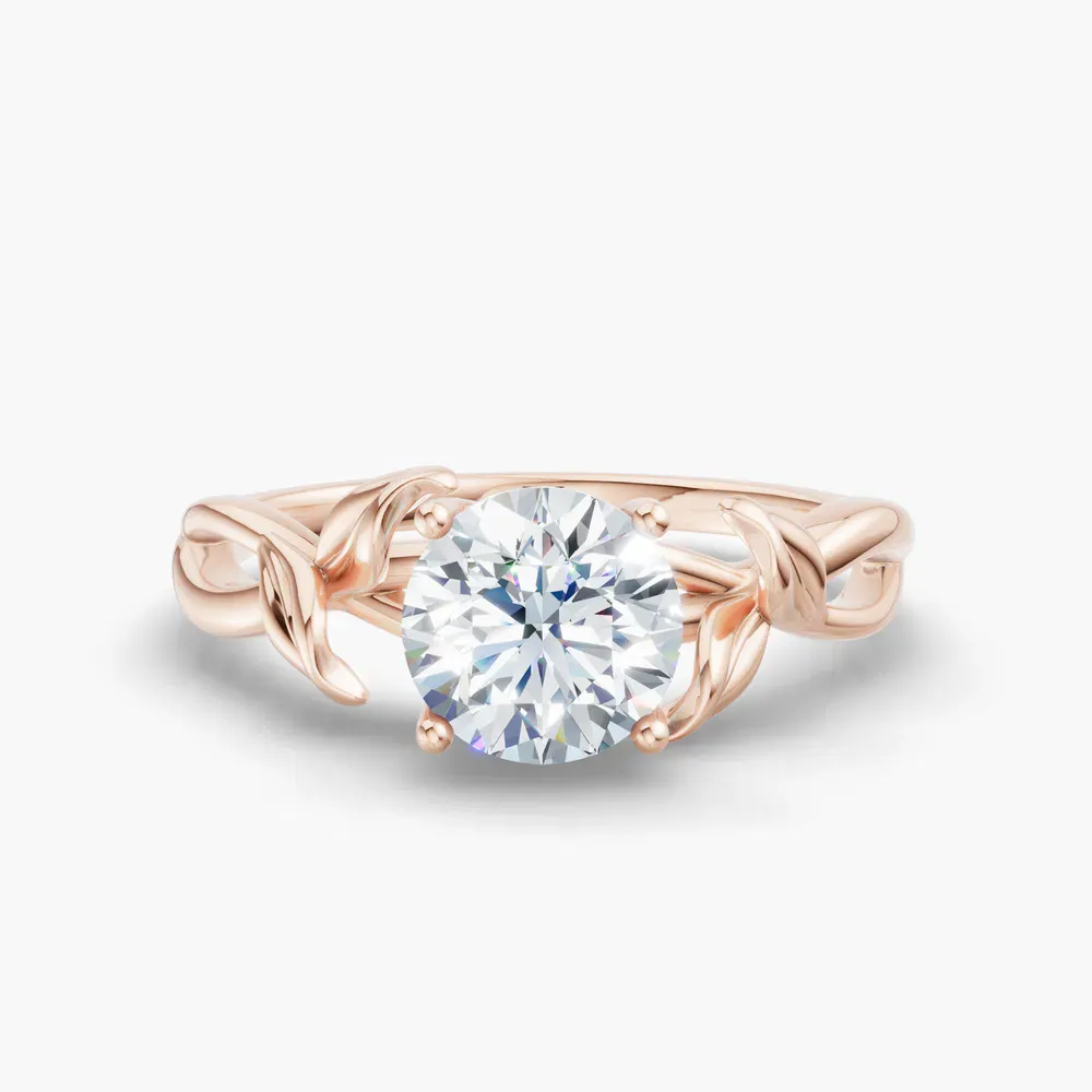 Certified 1 carat Lab Grown Diamond Round Cut Solitaire, Vintage, Split Shank Engagement Ring in 14K Rose Gold-Mirel