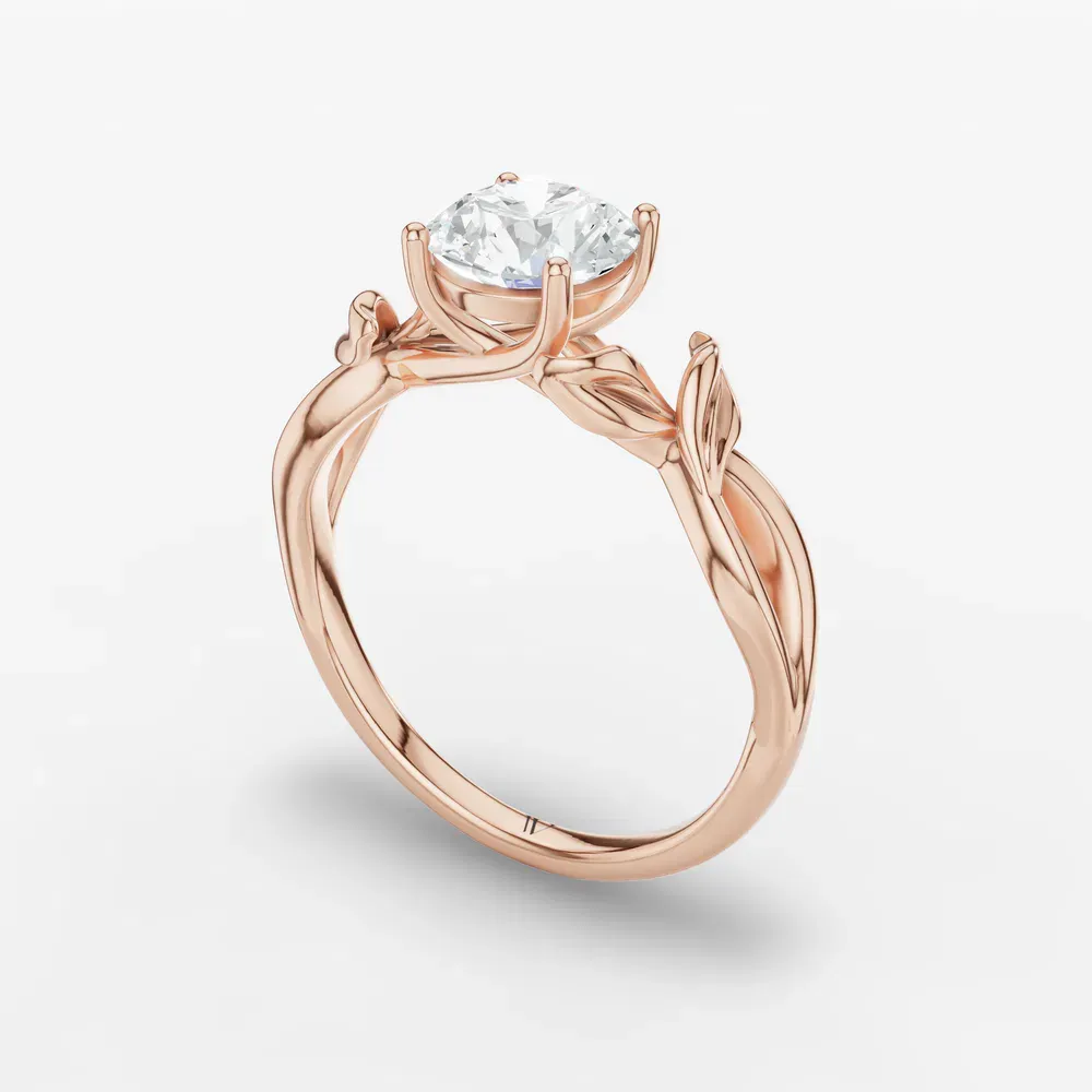 Certified 1 carat Lab Grown Diamond Round Cut Solitaire, Vintage, Split Shank Engagement Ring in 14K Rose Gold-Mirel