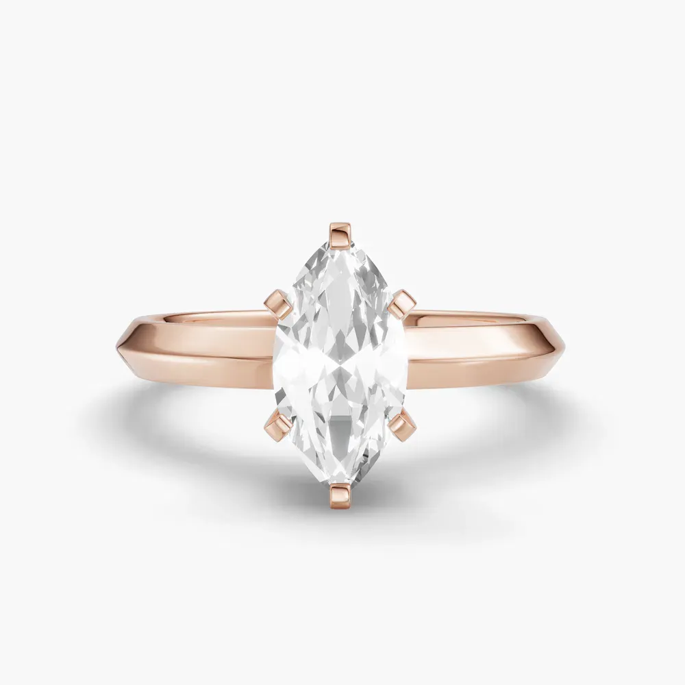 Certified 1 carat Lab Grown Diamond Marquise Cut Solitaire, Classic, Simple Engagement Ring in 14K Rose Gold-Marshi
