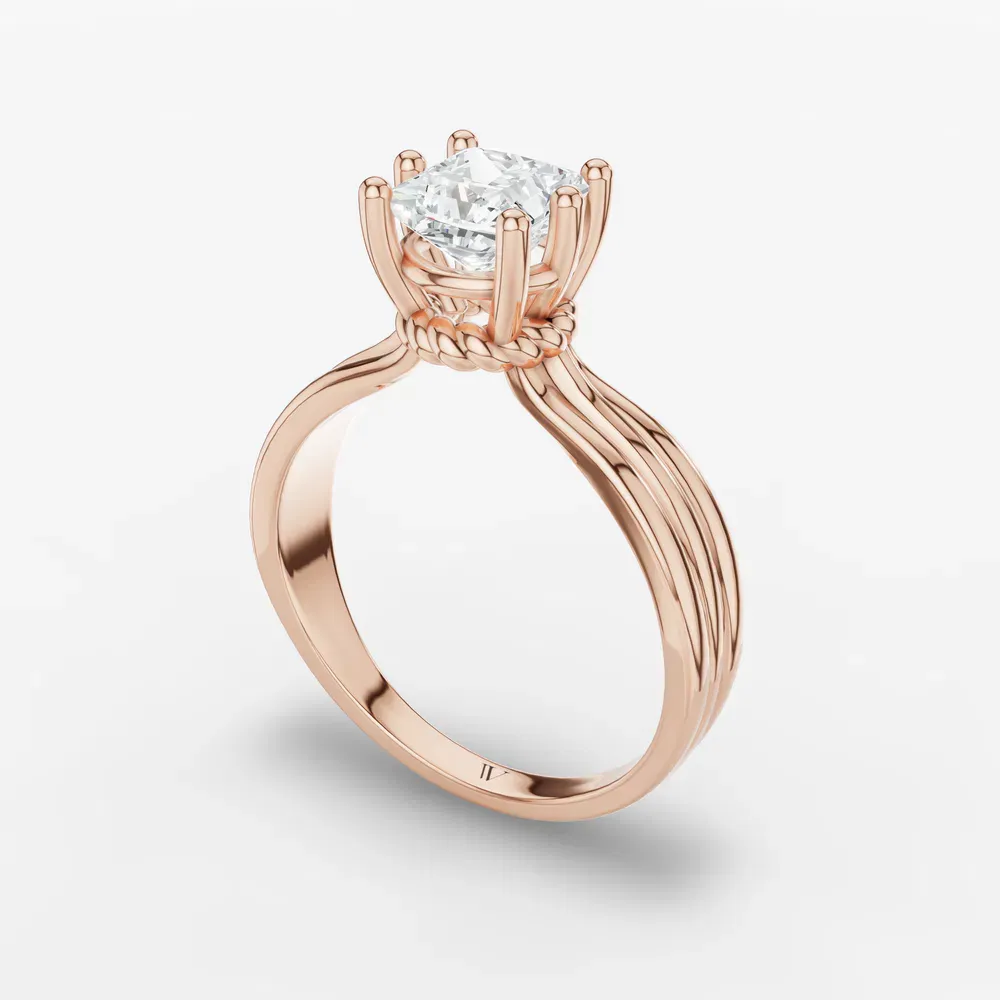 Certified 1 carat Lab Grown Diamond Princess Cut Solitaire, Floating Engagement Ring in 14K Rose Gold-Celest
