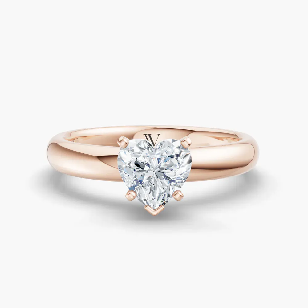 Certified 1 carat Lab Grown Diamond Heart Cut Solitaire, Classic, Simple Engagement Ring in 14K Rose Gold-Sorrq