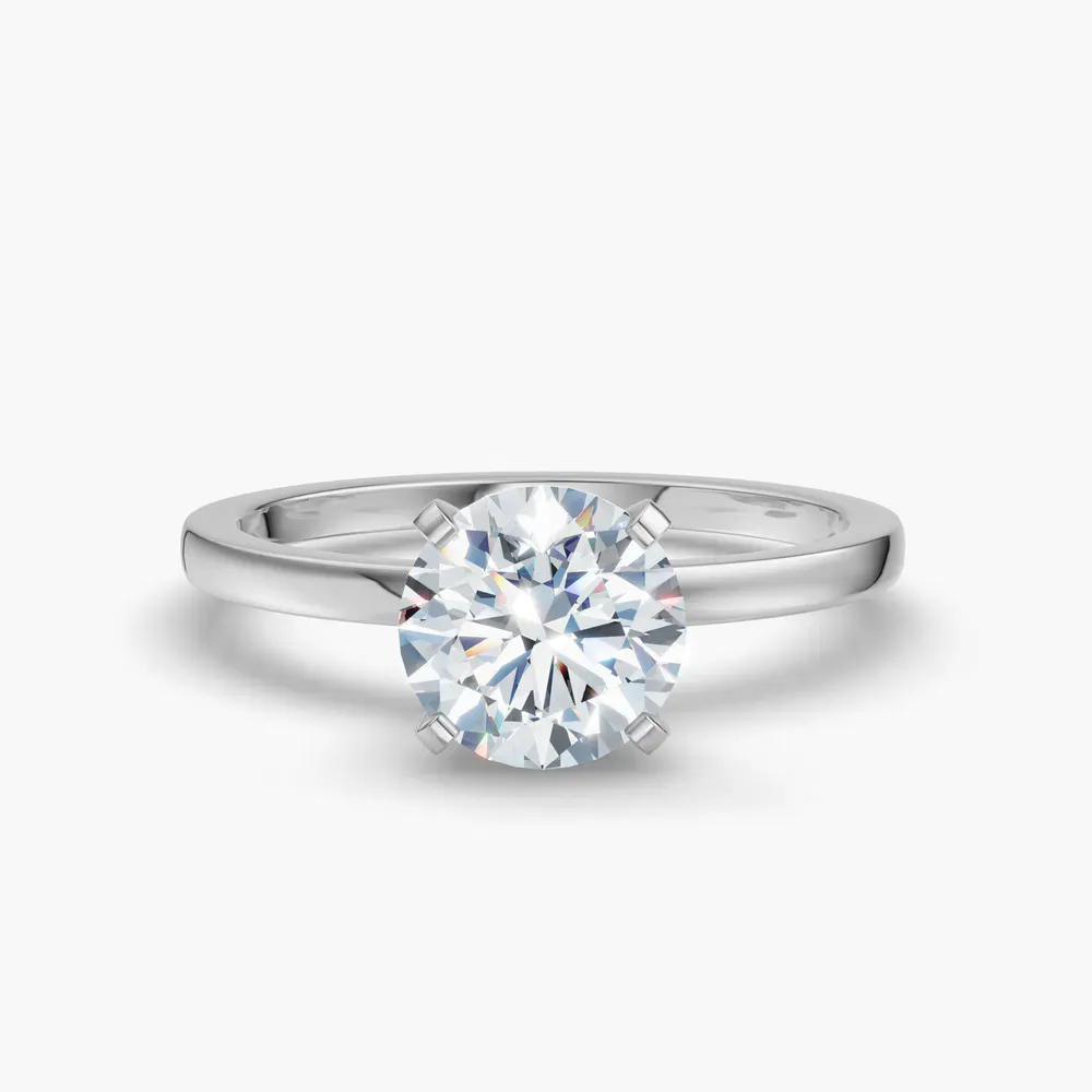 Certified 1 carat Lab Grown Diamond Round Cut Solitaire, Classic, Simple Engagement Ring in 14K White Gold-Cara