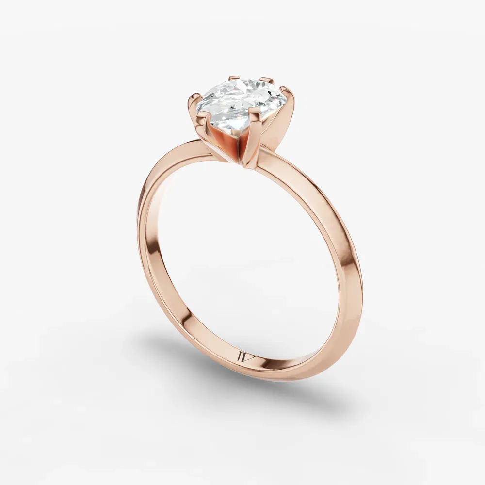 Certified 1 carat Lab Grown Diamond Pear Cut Solitaire, Classic, Simple Engagement Ring in 14K Rose Gold-Sylun