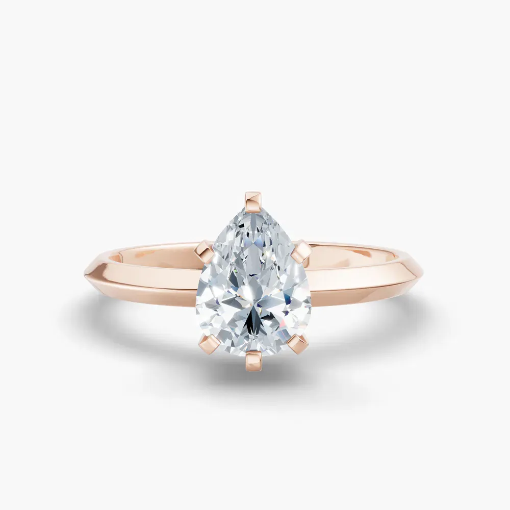 Certified 1 carat Lab Grown Diamond Pear Cut Solitaire, Classic, Simple Engagement Ring in 14K Rose Gold-Sylun
