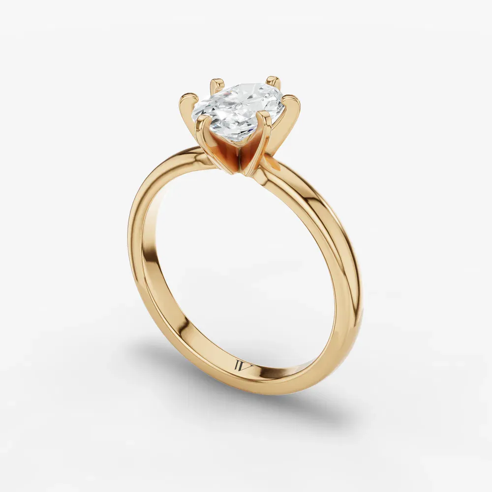 Certified 1 carat Lab Grown Diamond Oval Cut Solitaire, Classic, Simple Engagement Ring in 14K Yellow Gold-Thaly