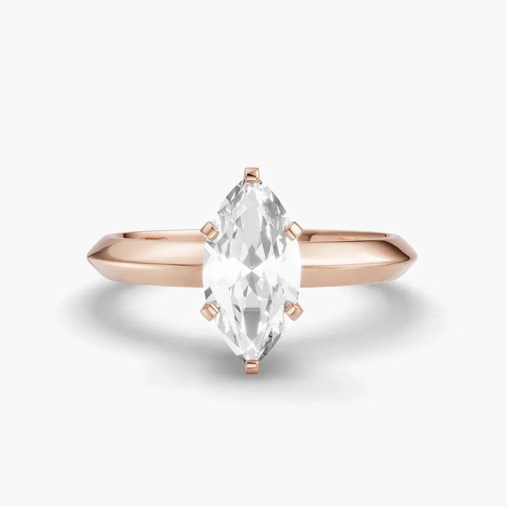 Certified 1 carat Lab Grown Diamond Marquise Cut Solitaire, Classic, Simple Engagement Ring in 14K Rose Gold-Aurori