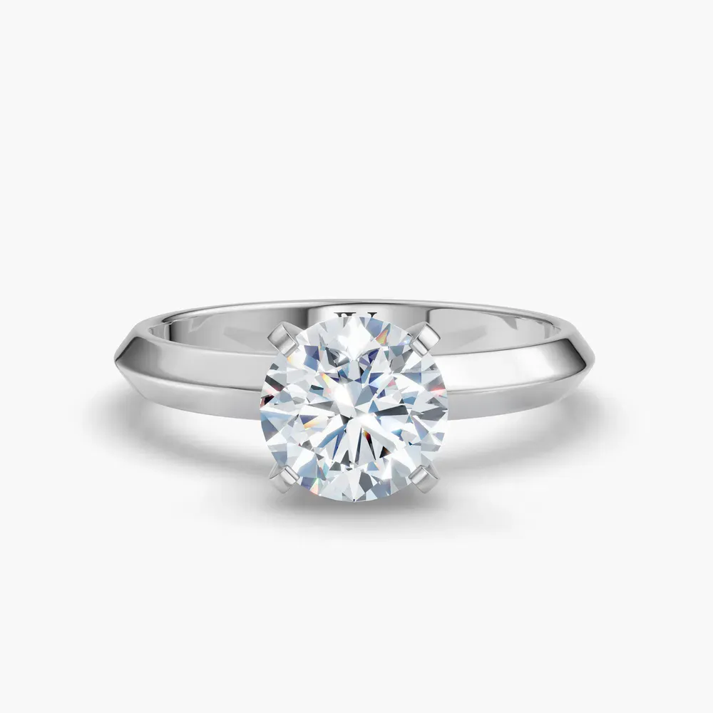 Certified 1 carat Lab Grown Diamond Round Cut Solitaire, Classic, Simple Engagement Ring in 14K White Gold-Marshi