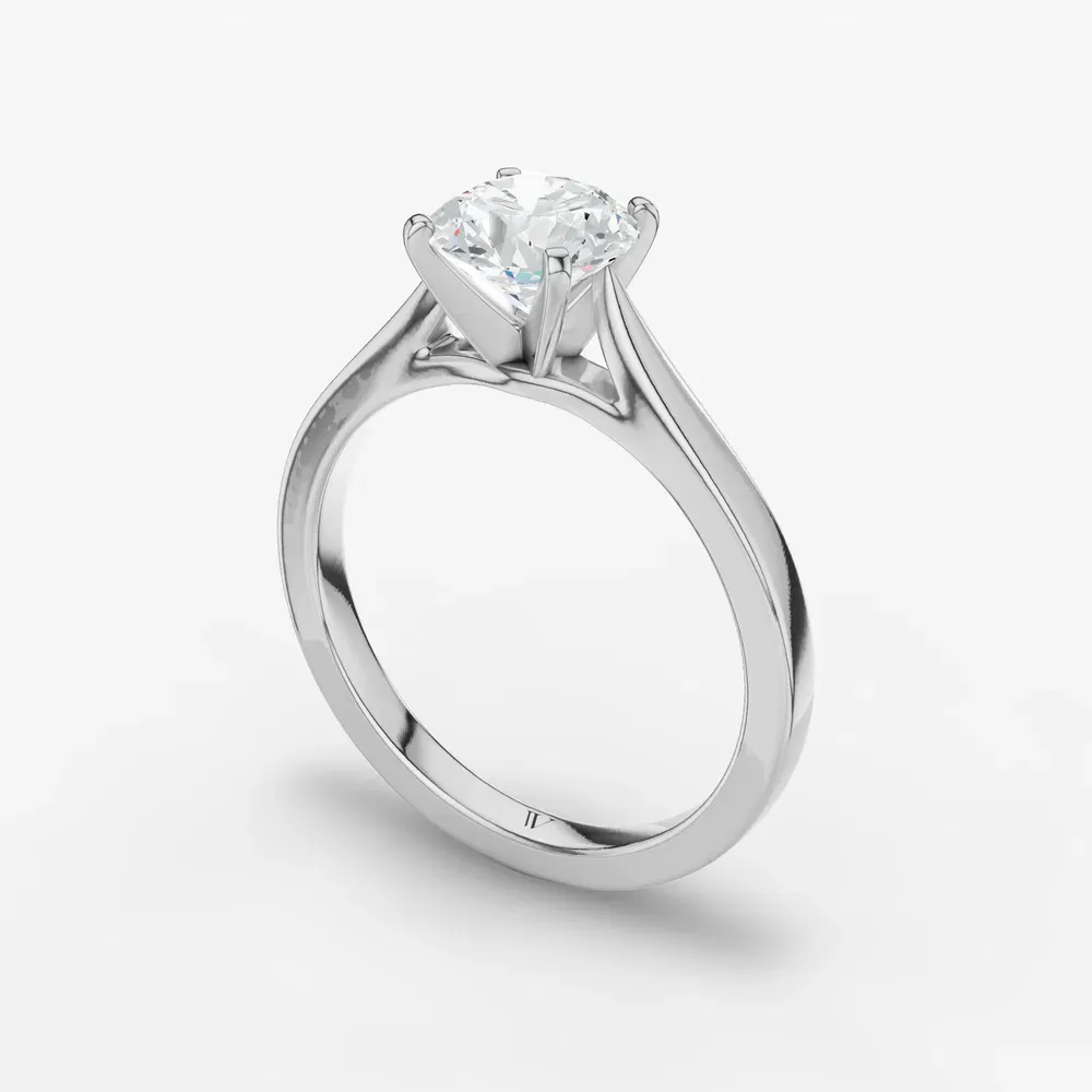 Certified 1 carat Lab Grown Diamond Round Cut Solitaire, Cathedral, Four Prong Engagement Ring in 14K White Gold-Saga
