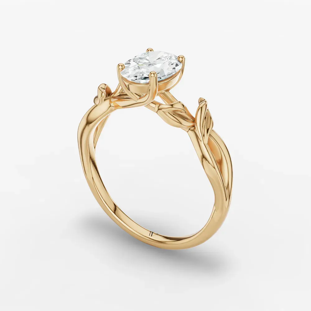 Certified 1 carat Lab Grown Diamond Oval Cut Solitaire, Vintage, Split Shank Engagement Ring in 14K Yellow Gold-Mirel