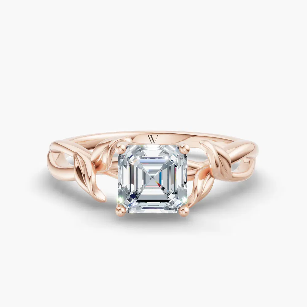 Certified 1 carat Lab Grown Diamond Asscher Cut Solitaire, Vintage, Split Shank Engagement Ring in 14K Rose Gold-Mirel