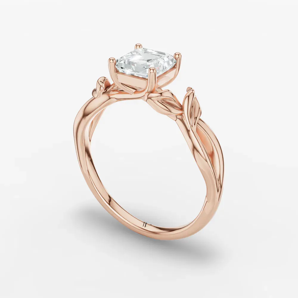 Certified 1 carat Lab Grown Diamond Asscher Cut Solitaire, Vintage, Split Shank Engagement Ring in 14K Rose Gold-Mirel