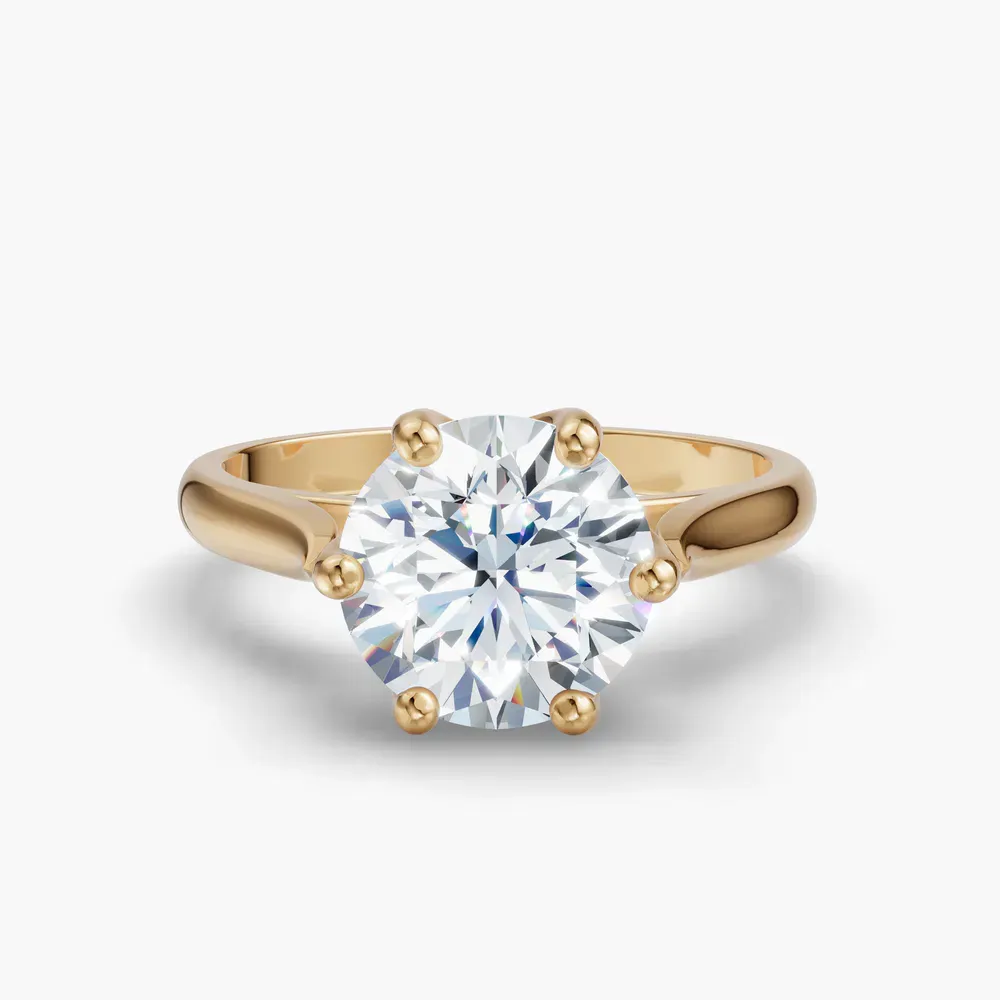Certified 1 carat Lab Grown Diamond Round Cut Solitaire, Vintage, Cathedral Engagement Ring in 14K Yellow Gold-Nova