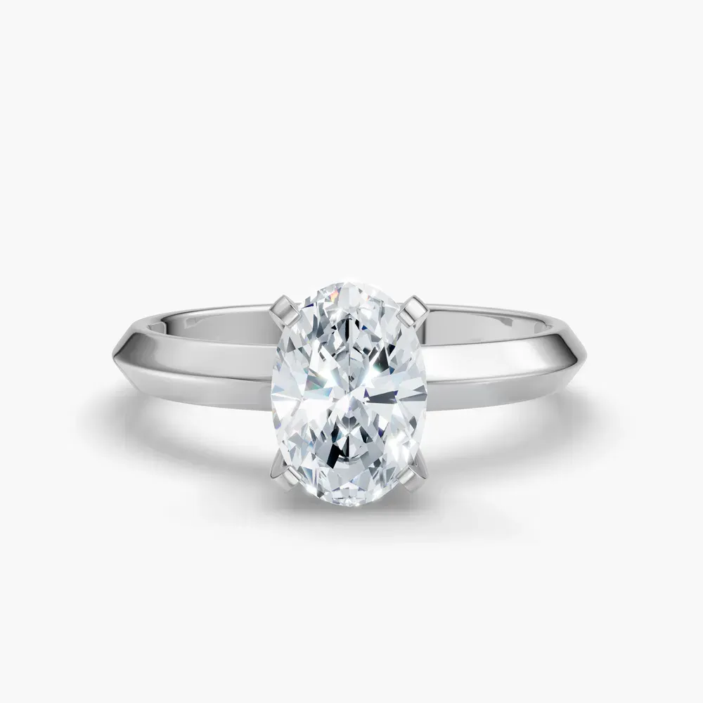 Certified 1 carat Lab Grown Diamond Oval Cut Solitaire, Classic, Simple Engagement Ring in 18K White Gold-Marshi