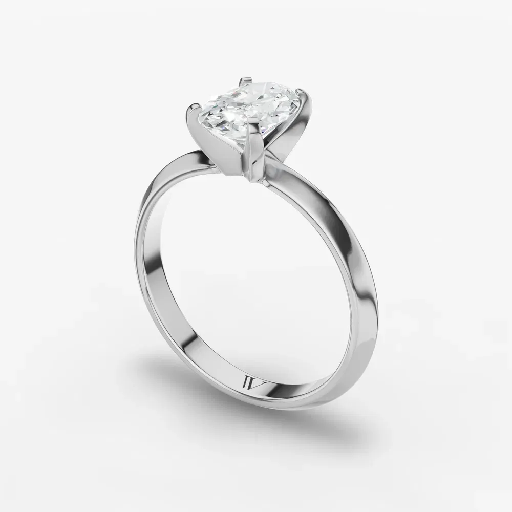 Certified 1 carat Lab Grown Diamond Oval Cut Solitaire, Classic, Simple Engagement Ring in 18K White Gold-Marshi