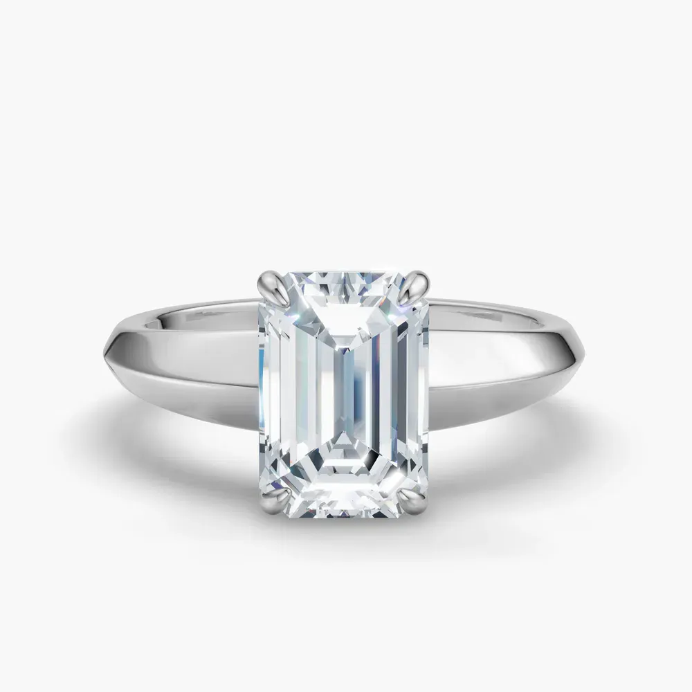 Certified 1 carat Lab Grown Diamond Emerald Cut Solitaire, Classic, Simple Engagement Ring in 18K White Gold-Jynx