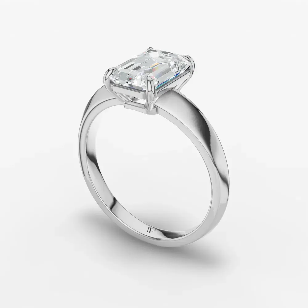 Certified 1 carat Lab Grown Diamond Emerald Cut Solitaire, Classic, Simple Engagement Ring in 18K White Gold-Jynx