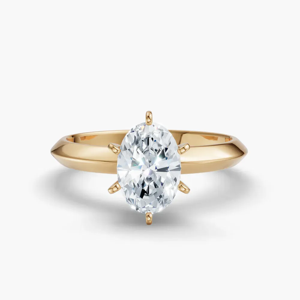 Certified 1 carat Lab Grown Diamond Oval Cut Solitaire, Classic, Simple Engagement Ring in 18K Yellow Gold-Aurori