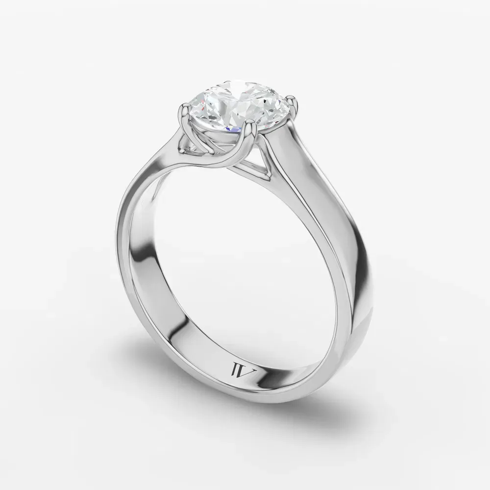 Certified 1 carat Lab Grown Diamond Round Cut Solitaire, Cathedral, Four Prong Engagement Ring in 14K White Gold-Grion