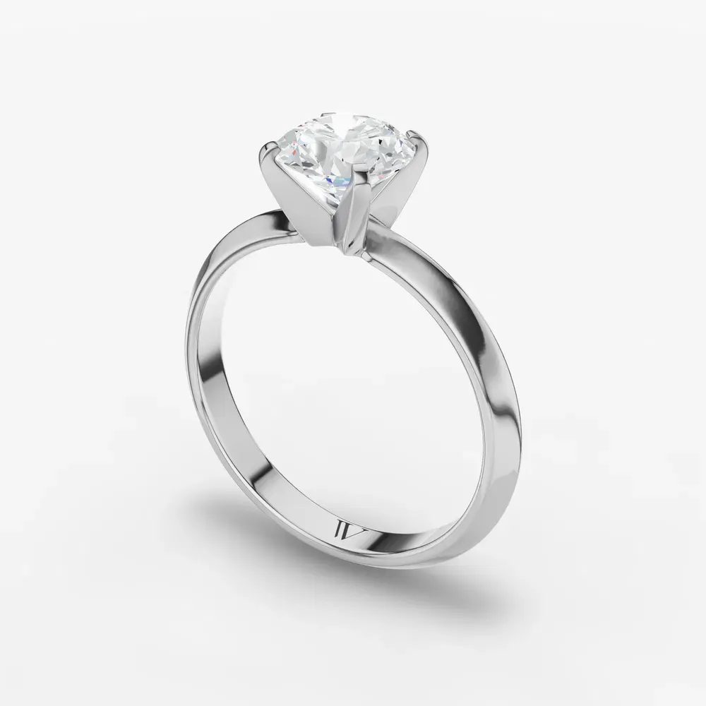 Certified 1 carat Natural Diamond Round Cut Solitaire, Classic, Simple Engagement Ring in 14K White Gold-Marshi