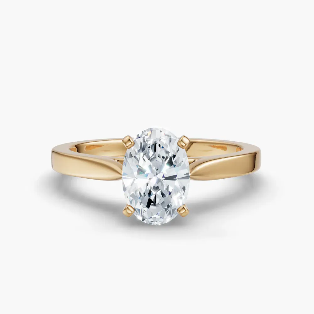 Certified 1 carat Natural Diamond Oval Cut Solitaire, Cathedral Engagement Ring in 14K Yellow Gold-Saga