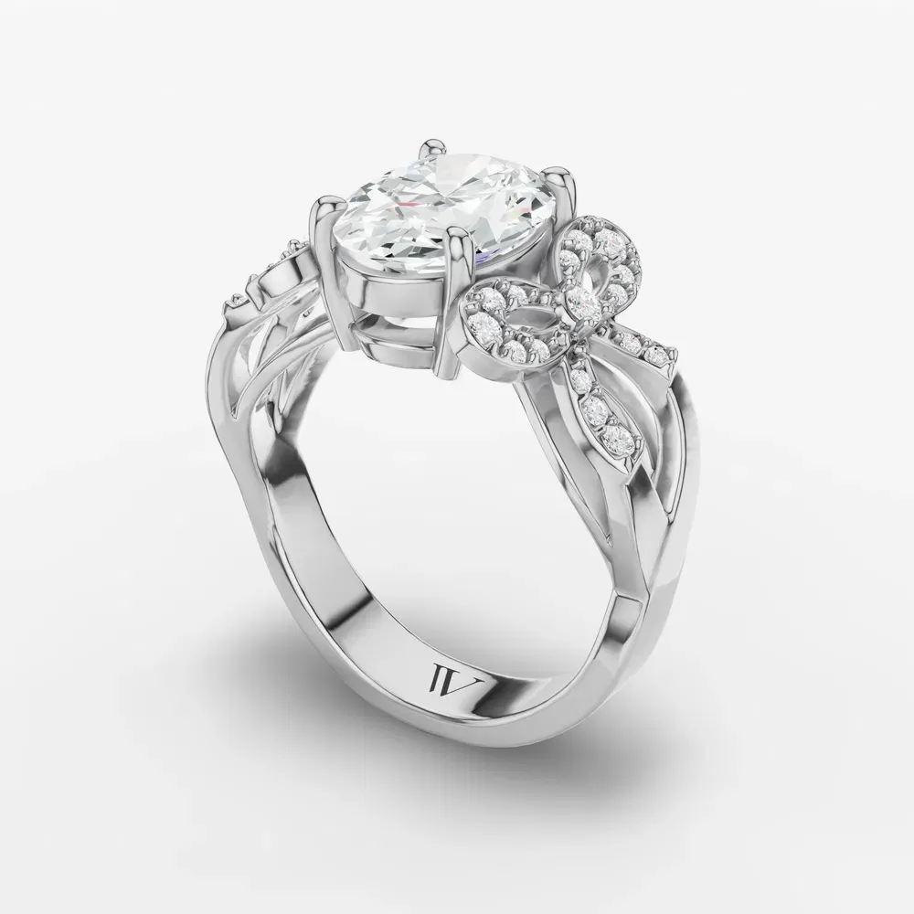 Certified 2 carat Natural Diamond Oval Cut Split Shank, Unique Engagement Ring in 14K White Gold-Qexal